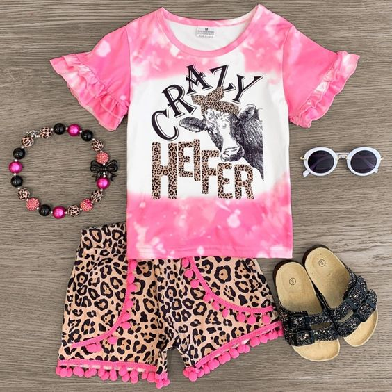 crazy heifer baby girls summer outfit