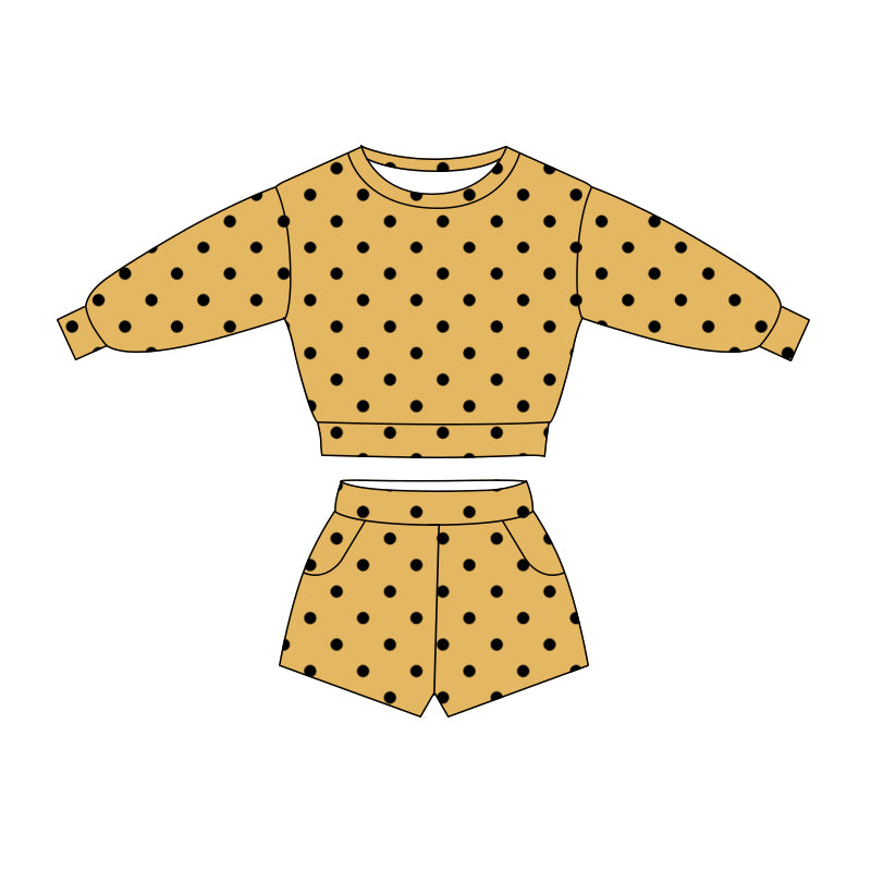 Custom design polka dots top matching shorts girl summer outfit wholesale factory price