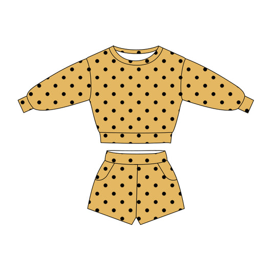 Custom design polka dots top matching shorts girl summer outfit wholesale factory price