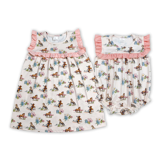 Cowgirls western horse floral dress