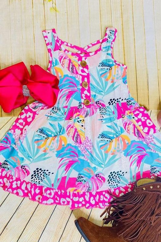 Baby girl floral spring pocket dress