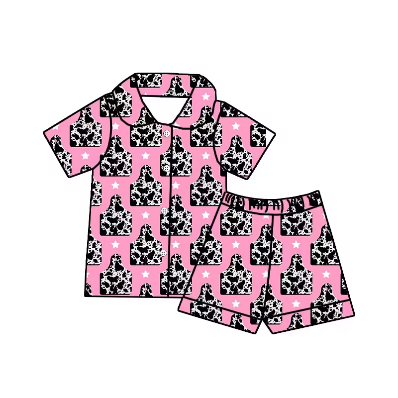 baby girl wholesale short sleeve  western pajama set
