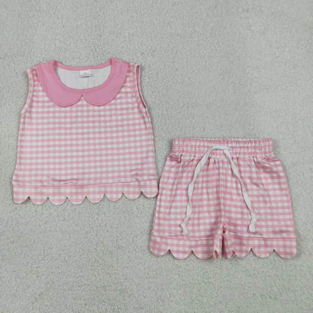Lavender plaid top matching shorts girls summer outfit
