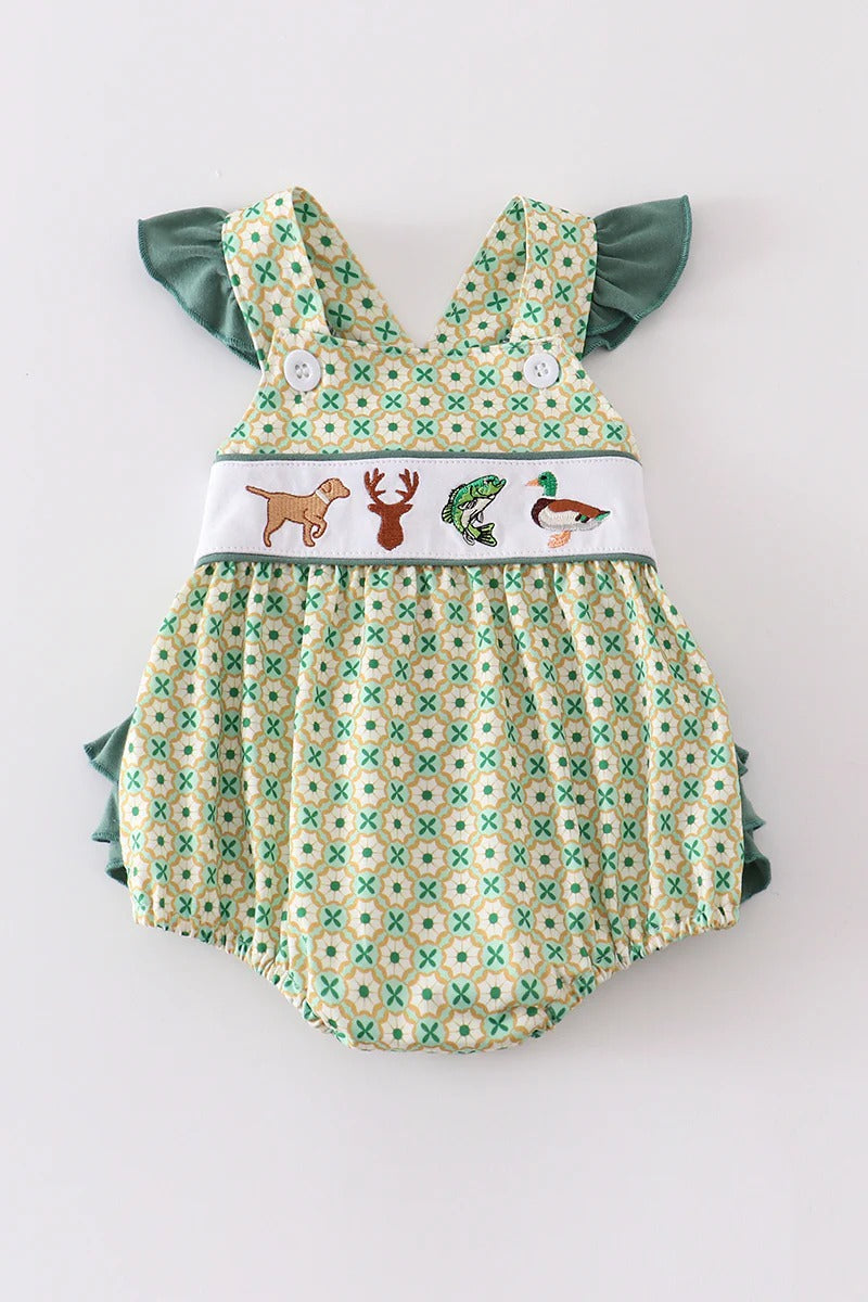 infant baby reindeer duck fish hunting romper
