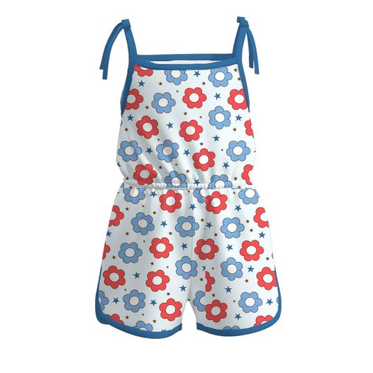 baby girls july 4th flower jumpsuit