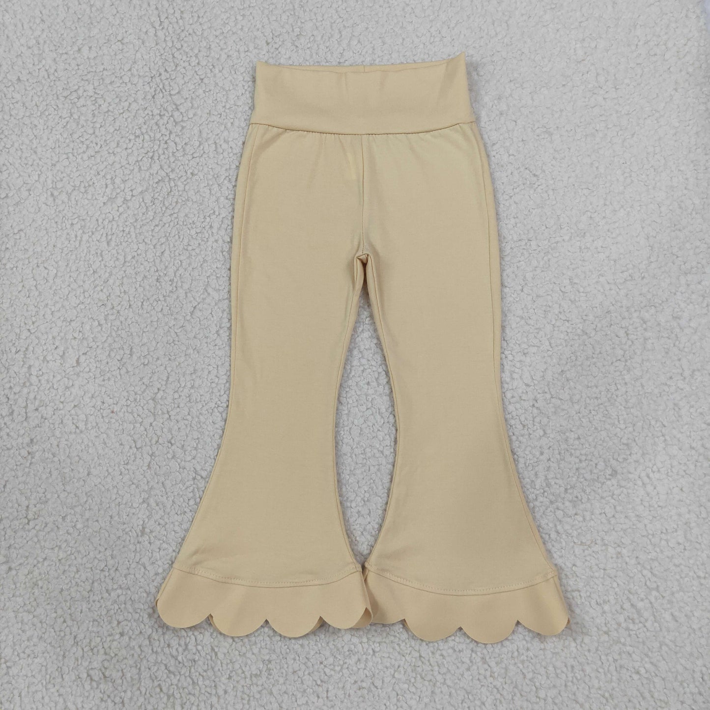 Cream color girls scalloped bell bottoms