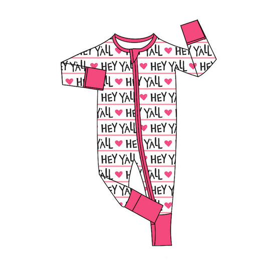 Valentines day design kids long sleeve zip romper