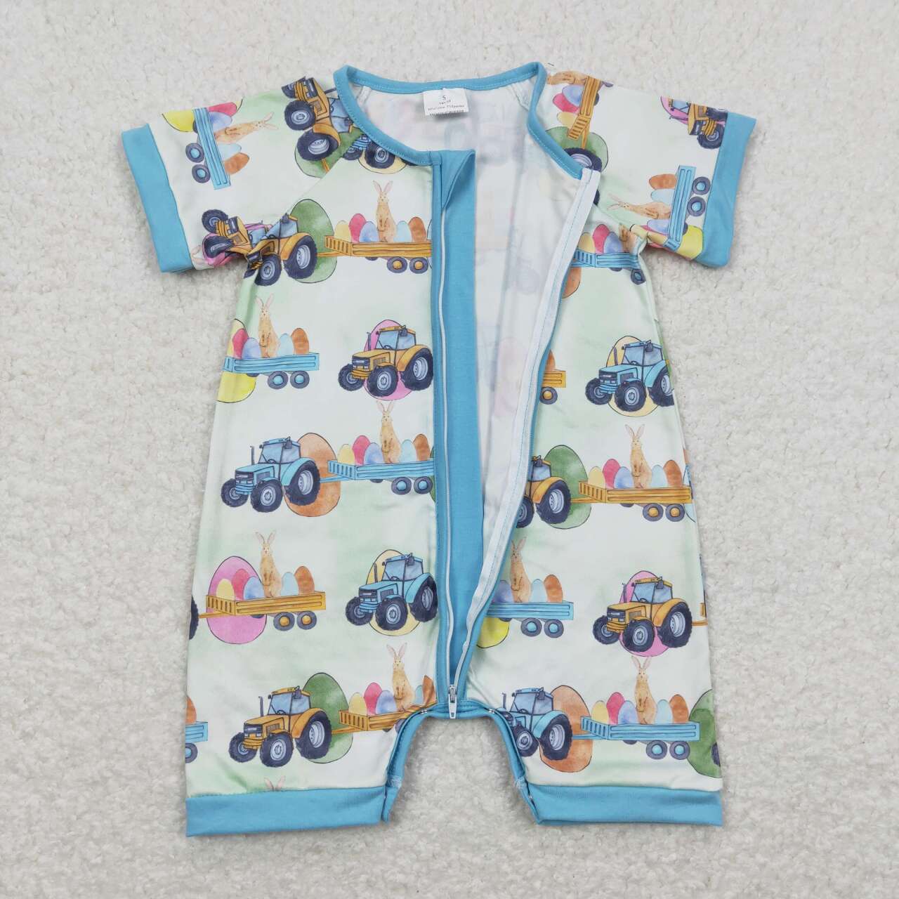 toddle boy easter bunny short sleeve romper