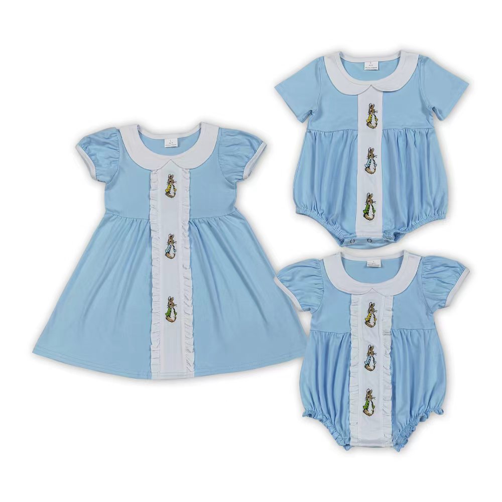 Embroidery Easter  bunny kids girls holiday dress