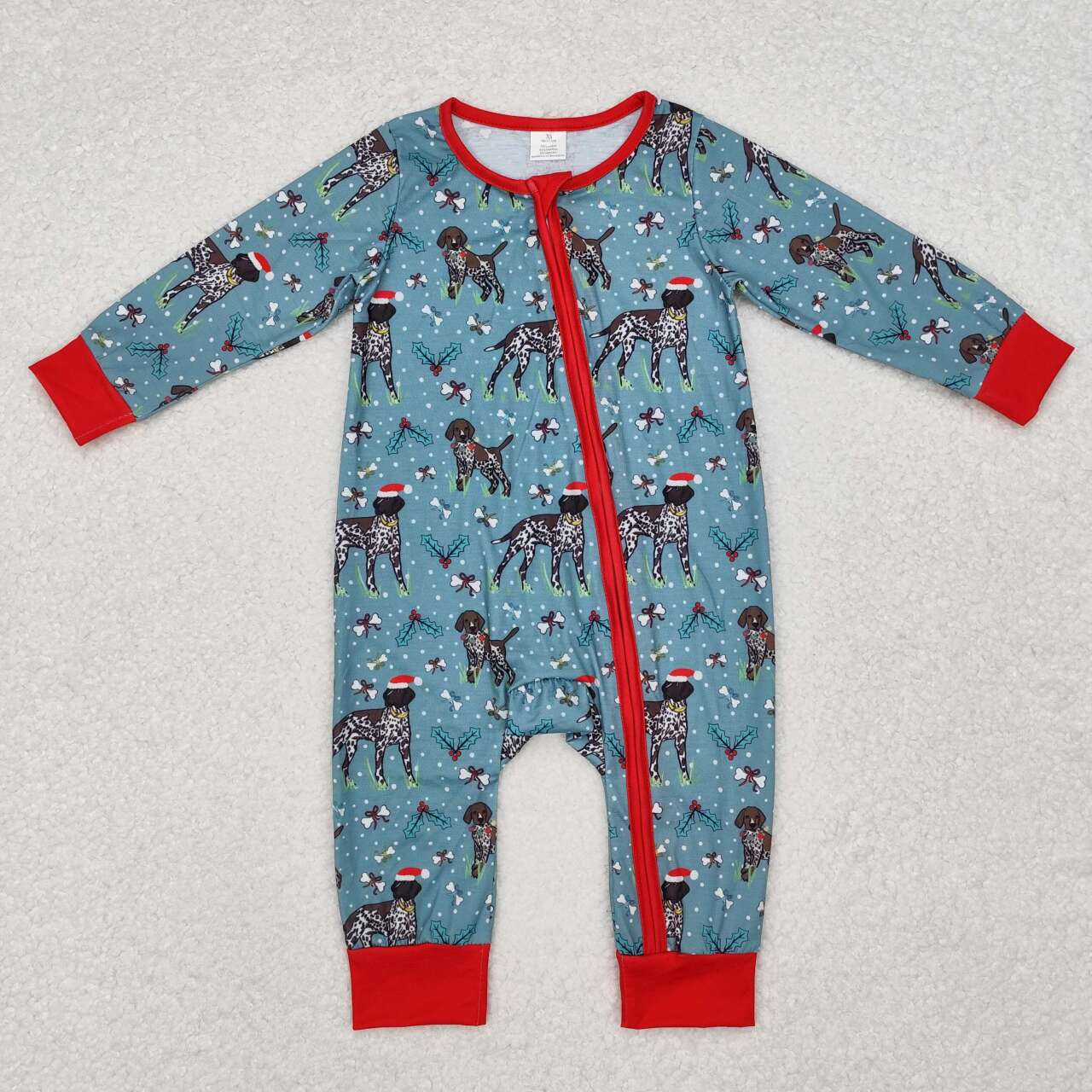 Toddle baby boy Christmas dog long sleeve bamboo zip romper