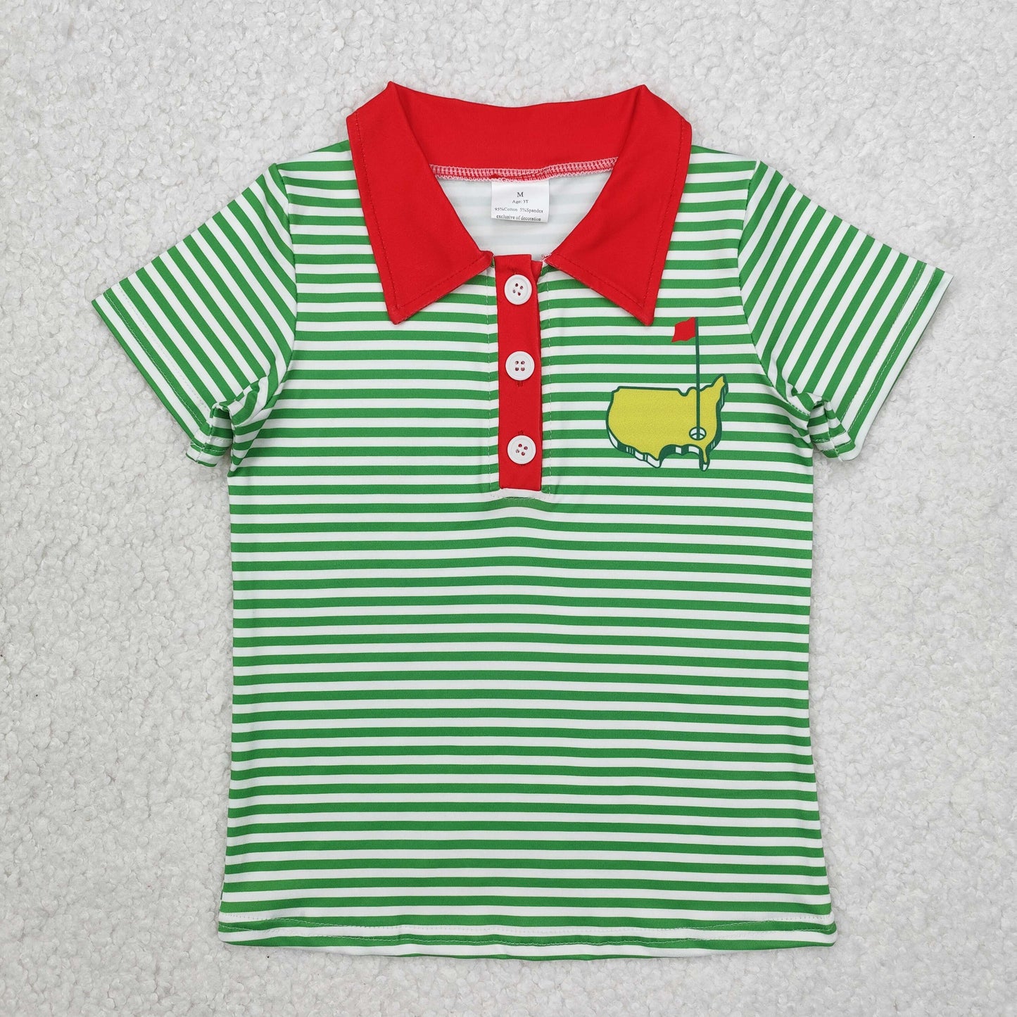 Sister brother green stripes golf polo shirt