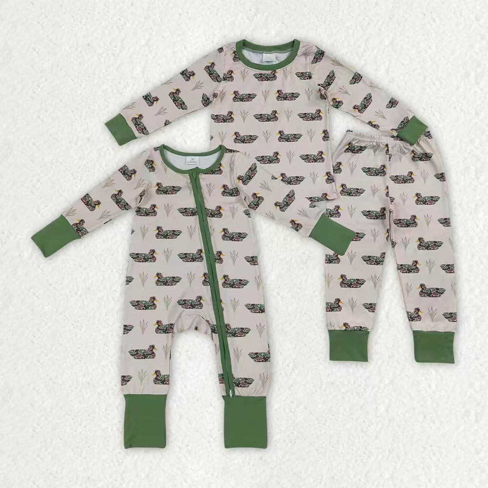 Camo duck long sleeve top matching pants boy outfit