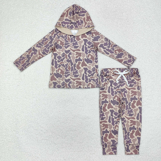 Kids wholesale camo spring fall hoodie set boy clothes