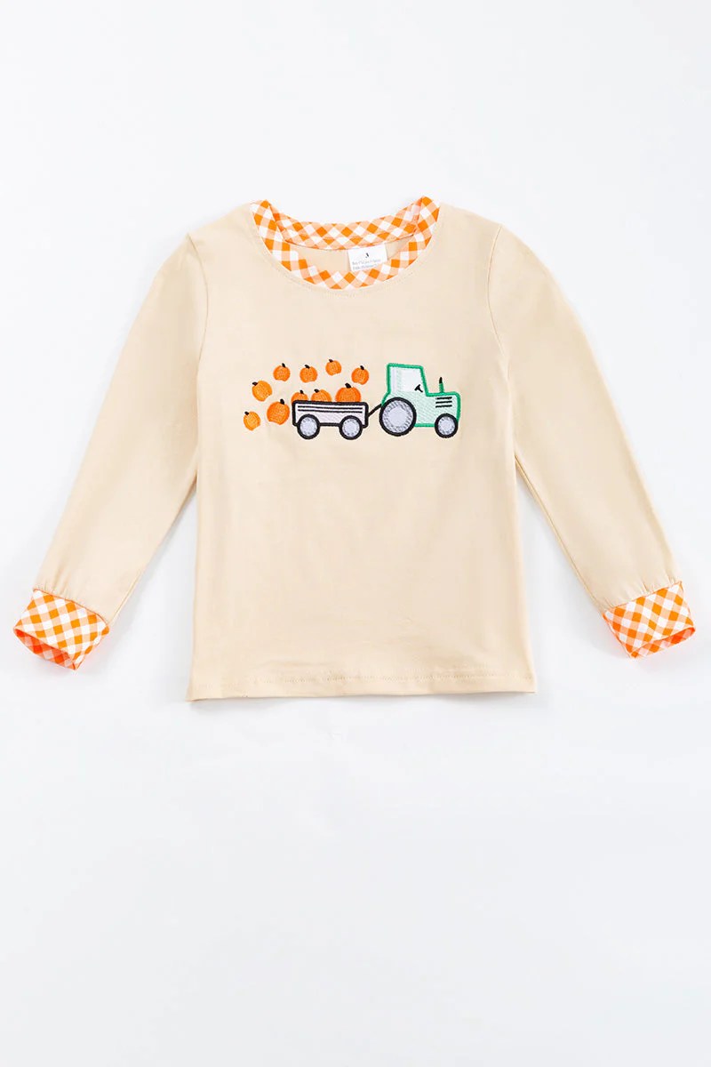 infant baby kids pumpkin truck long sleeve shirt