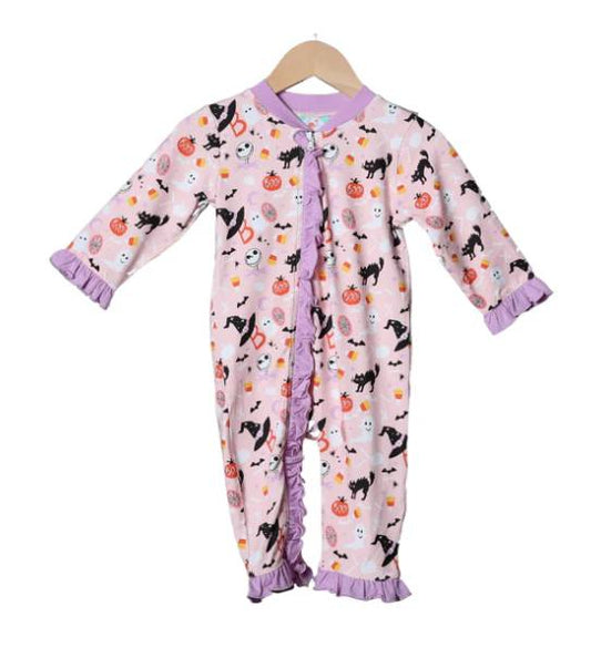 Toddle girls Halloween cat pumpkin ghost long sleeve zip romper