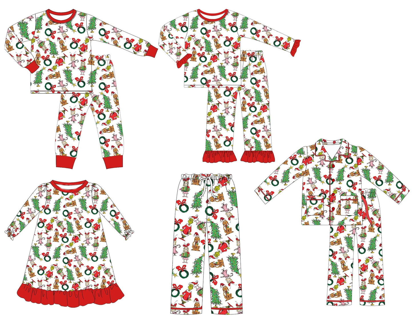 Kids Christmas green face family outfit