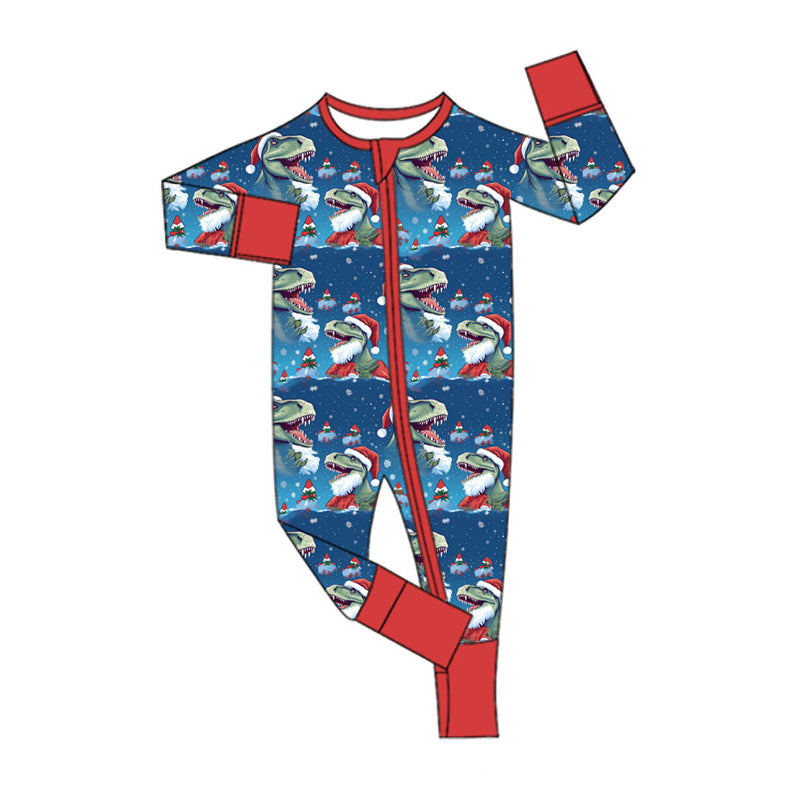 toddle baby Christmas print long sleeve zip romper