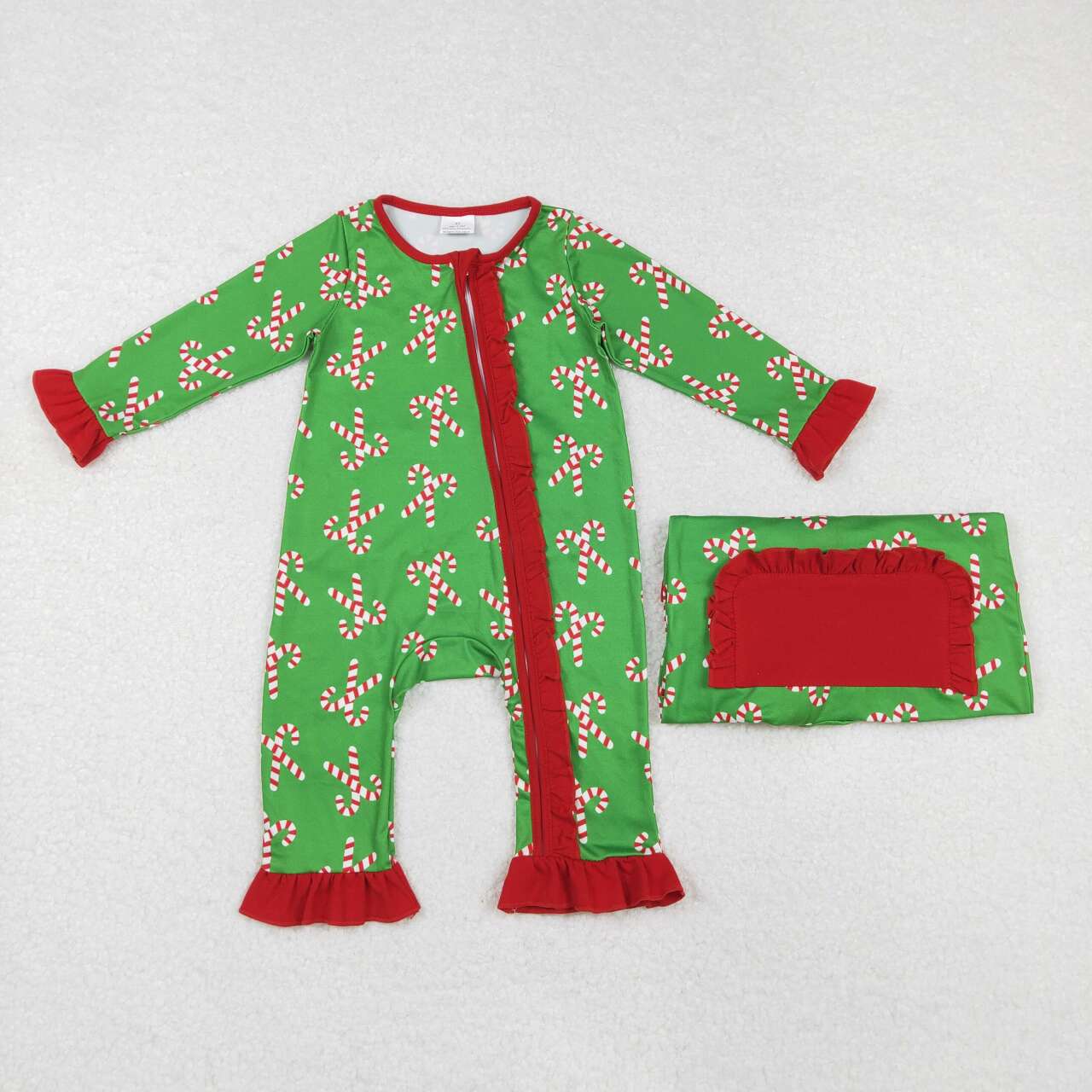 toddle baby girl christmas candy cane long sleeve zip romper