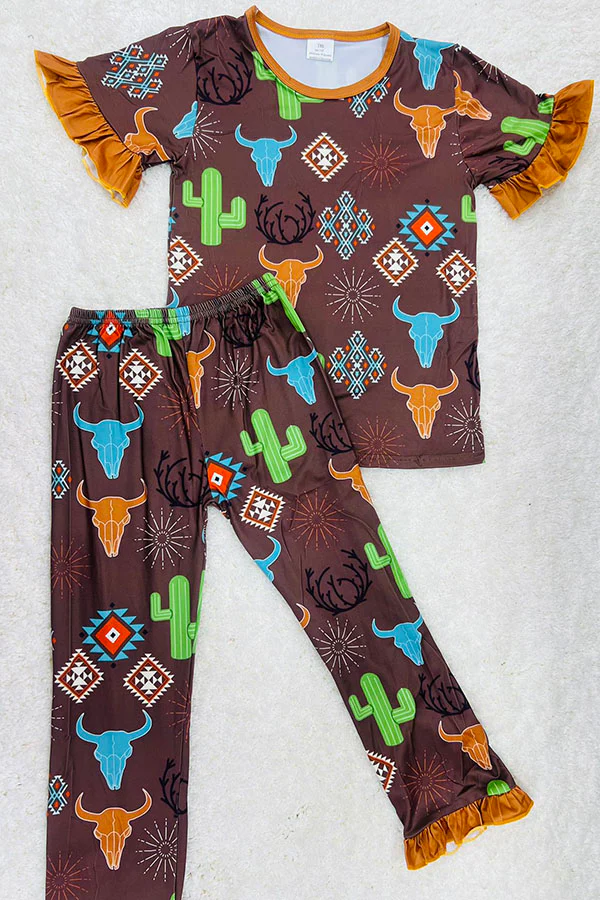 western cowgirl short sleeve pajama set wholesale baby clothes