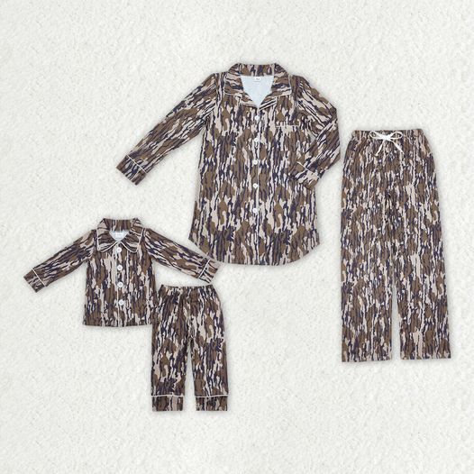 Mommy and Me camo print long sleeve matching pajama set