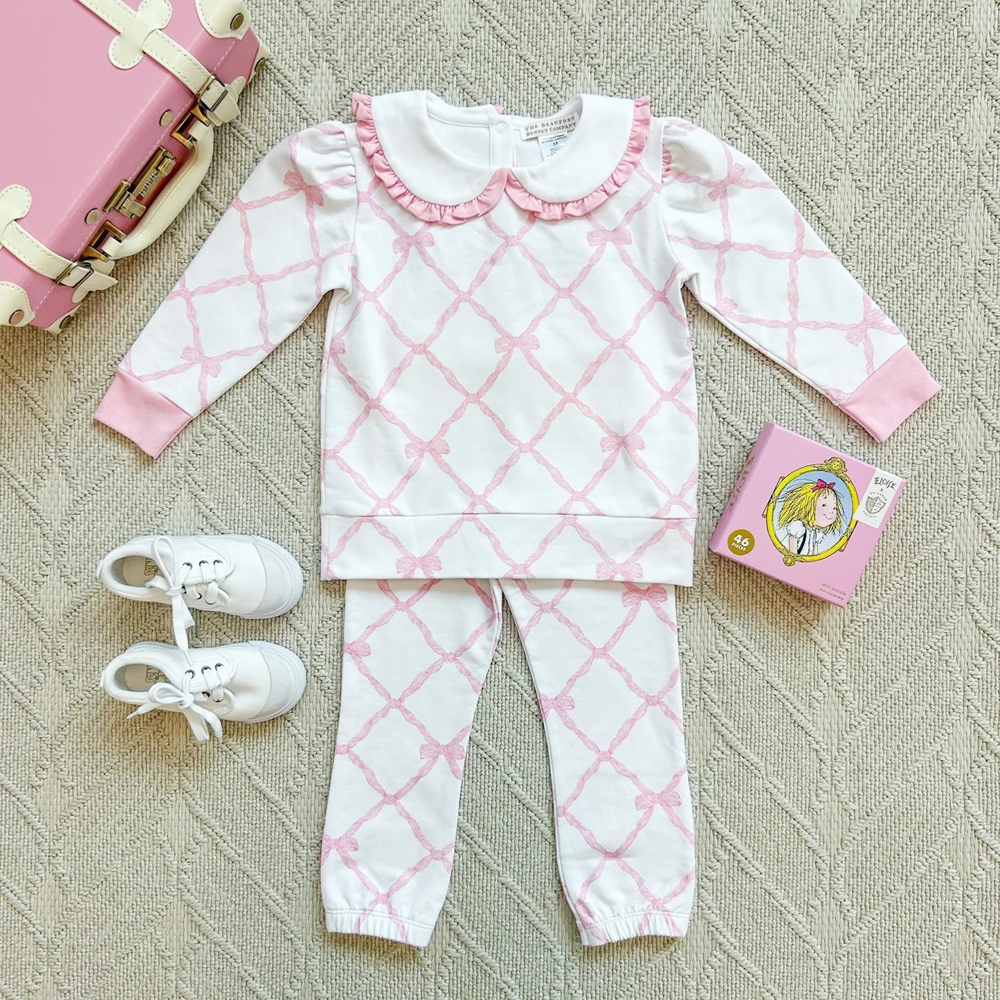 Pink bow baby girls long sleeve outfit