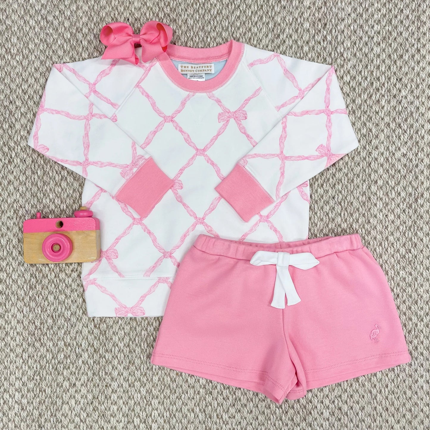 Pink bow design baby girls summer clothes