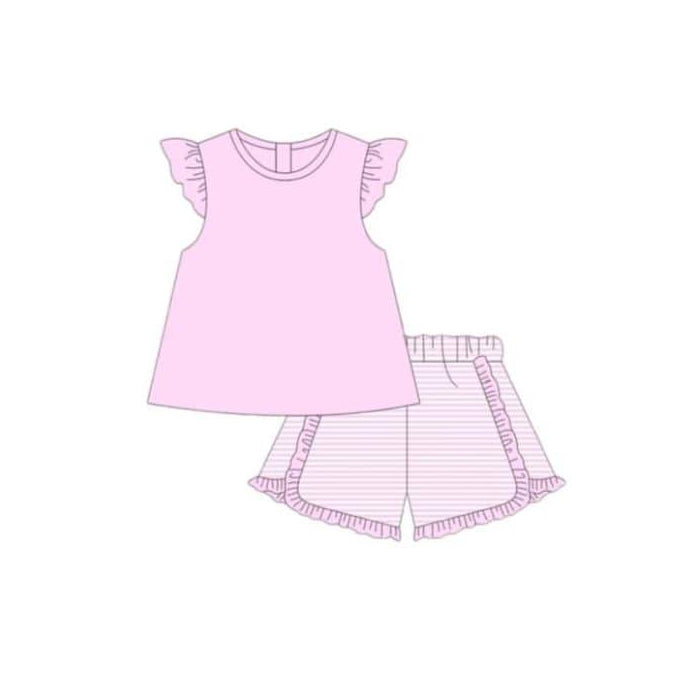 pink shirt matching stripes shorts baby girls clothes