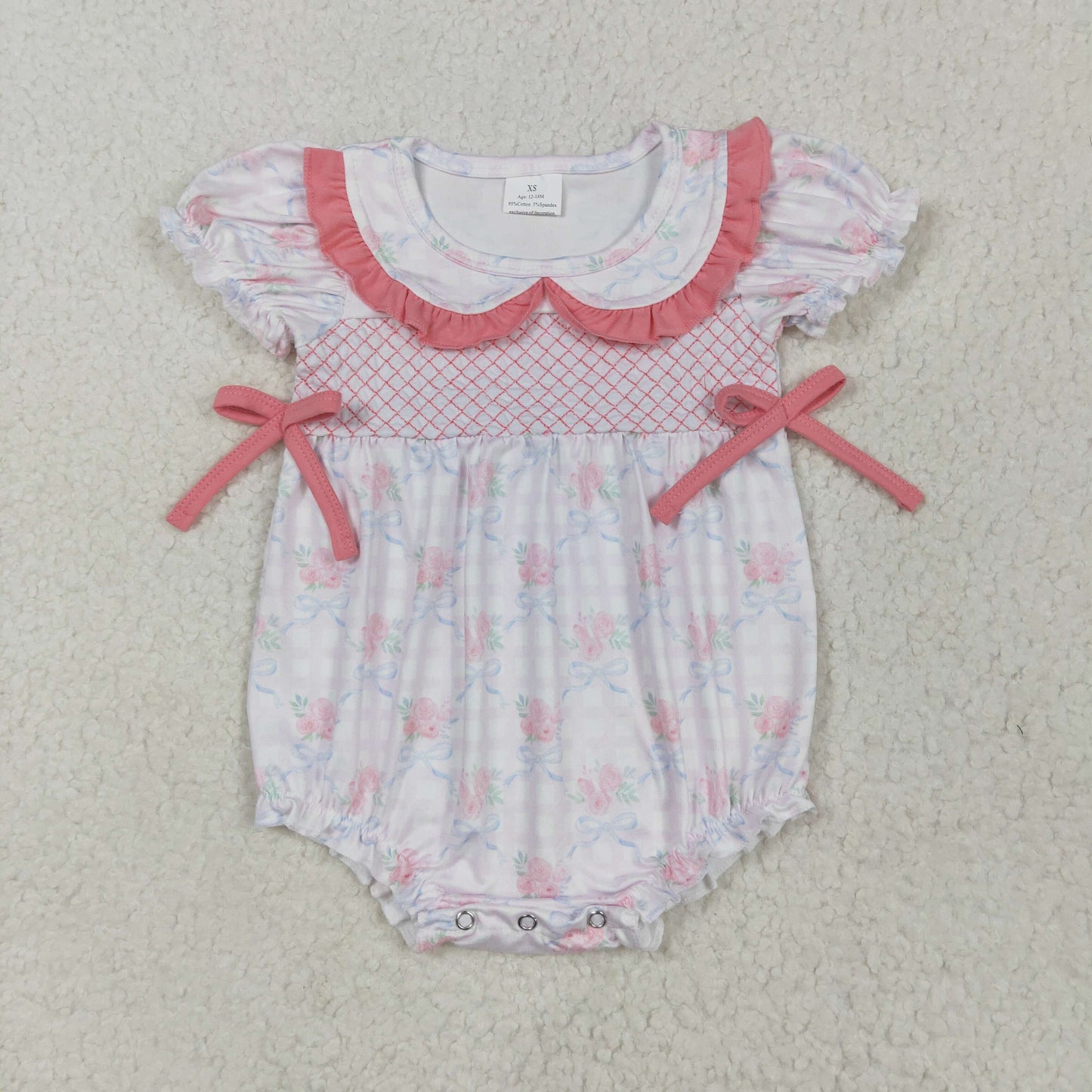 Baby girls embroidery pink floral design summer outfit