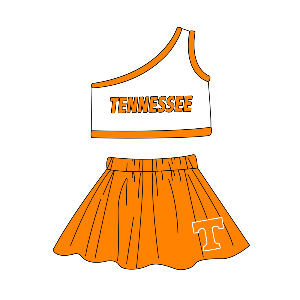wholesale baby girls colleague team cheer skirt 2pcs clothes