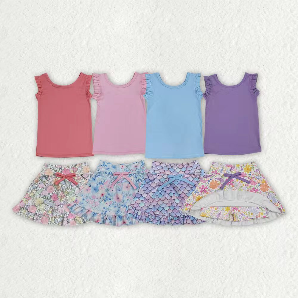 Lavender tank top matching yoga skirts girls active wear outfit