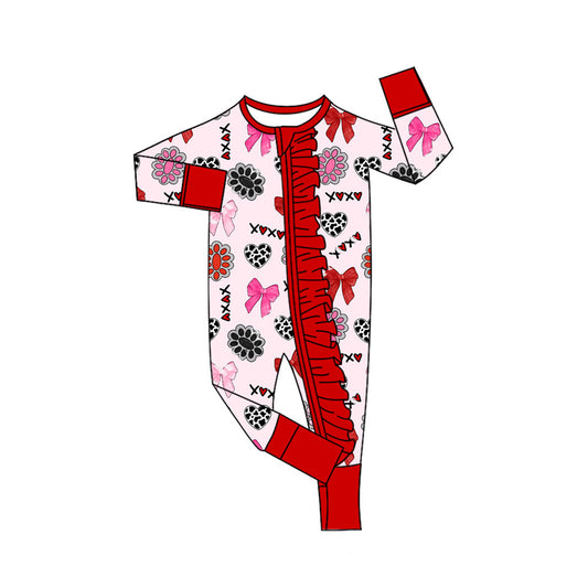 toddle baby Valentines day long sleeve zip romper