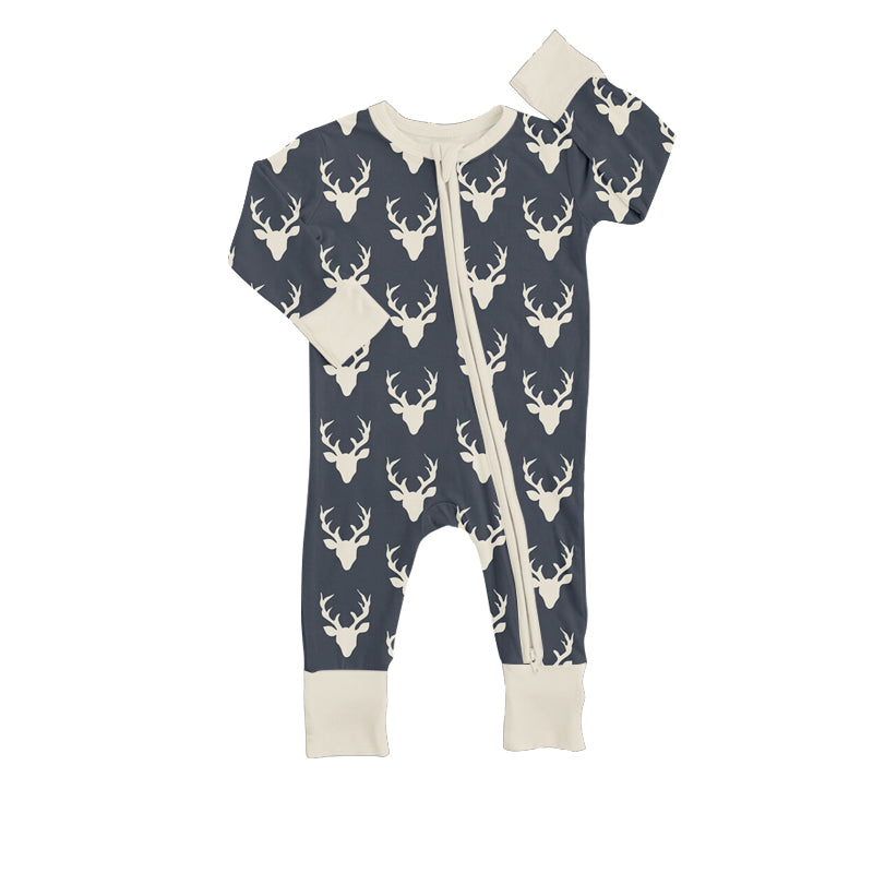 baby  long sleeve reindeer zip romper