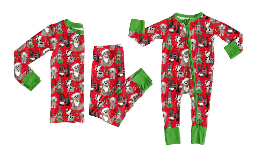 Toddle kids Christmas dog design matching outfit