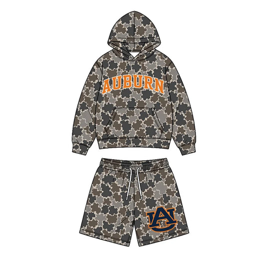 Custom team auburn hoodie top matching shorts boy summer outfit
