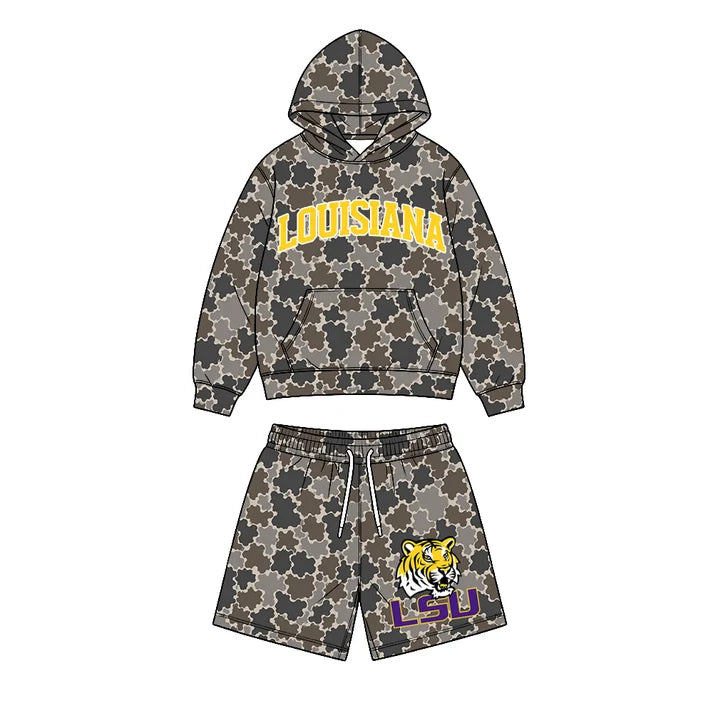 Custom team Louisiana hoodie top matching shorts boy summer outfit