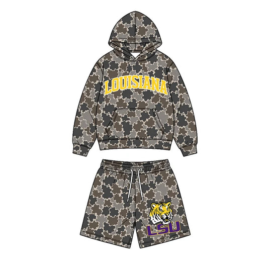 Custom team Louisiana hoodie top matching shorts boy summer outfit
