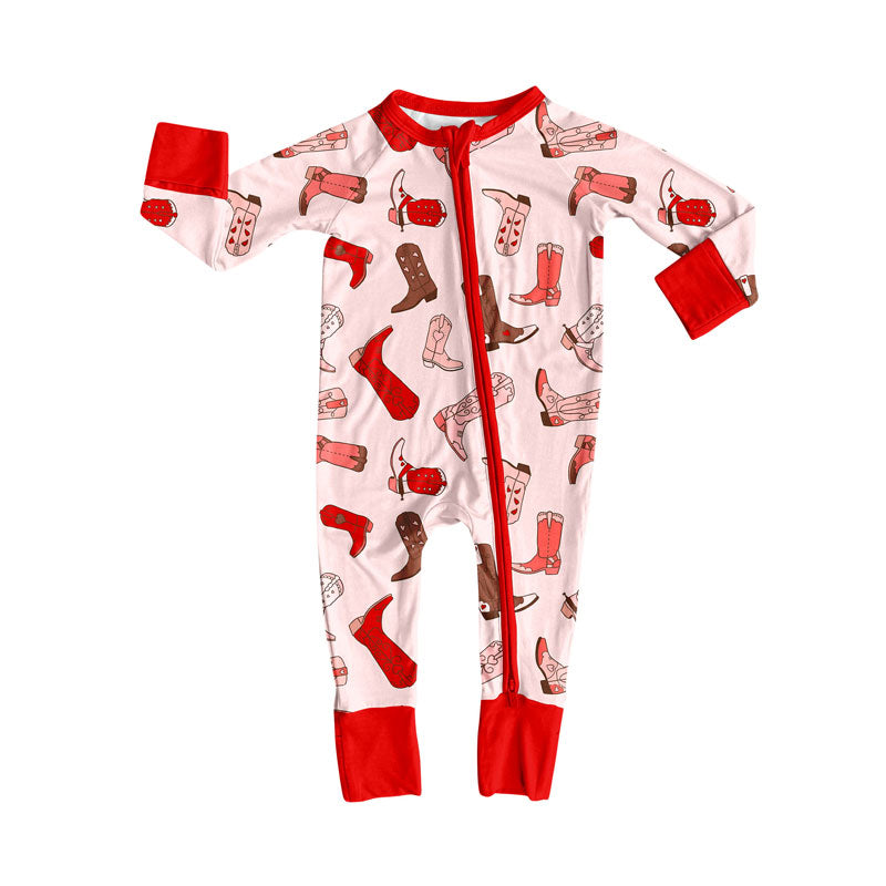 Western boots toddle baby long sleeve romper