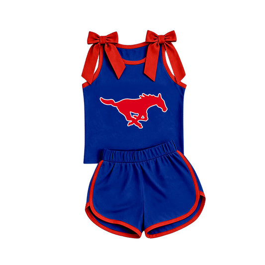 Custom team short sleeve top matching shorts girls summer outfit