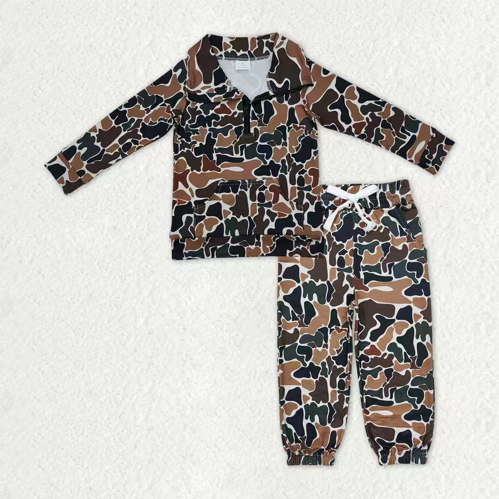 Hunting season camo pullover top matching pants boy spring fall outfit