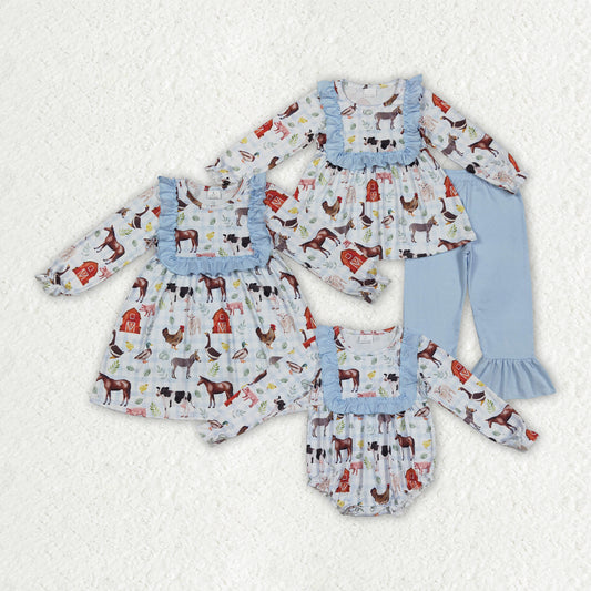 Toddle girls farm animal long sleeve outfit