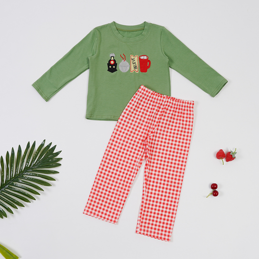 baby boy christmas believe train design long sleeve winter clothes