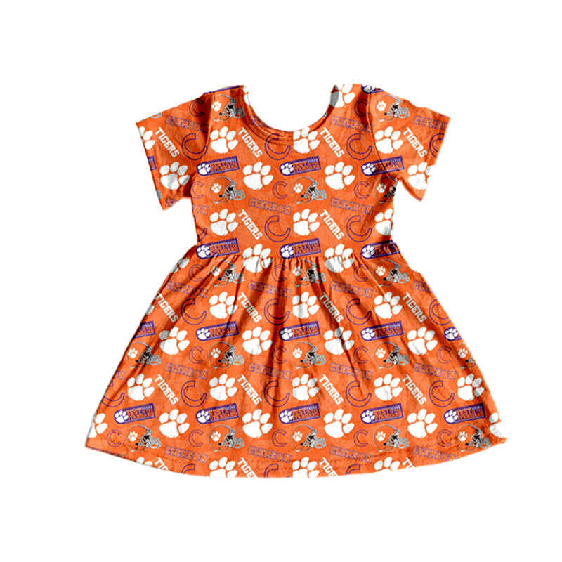Baby girl short sleeve orange team dress