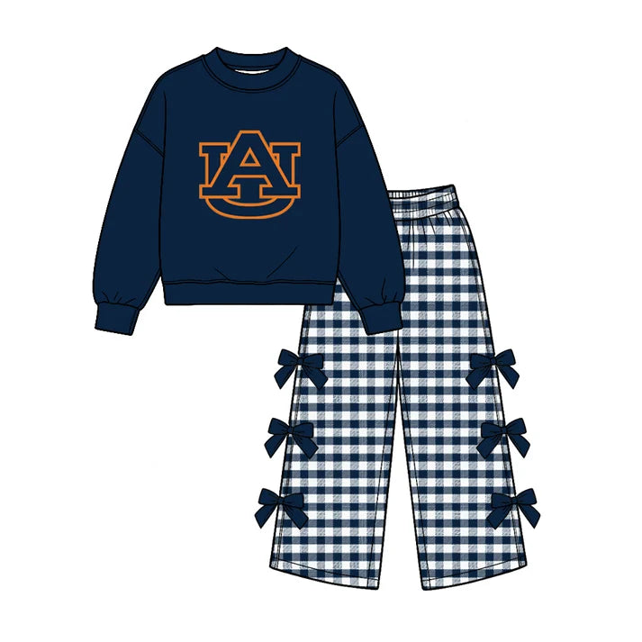 Baby girl custom team cheer design long sleeve top pants set