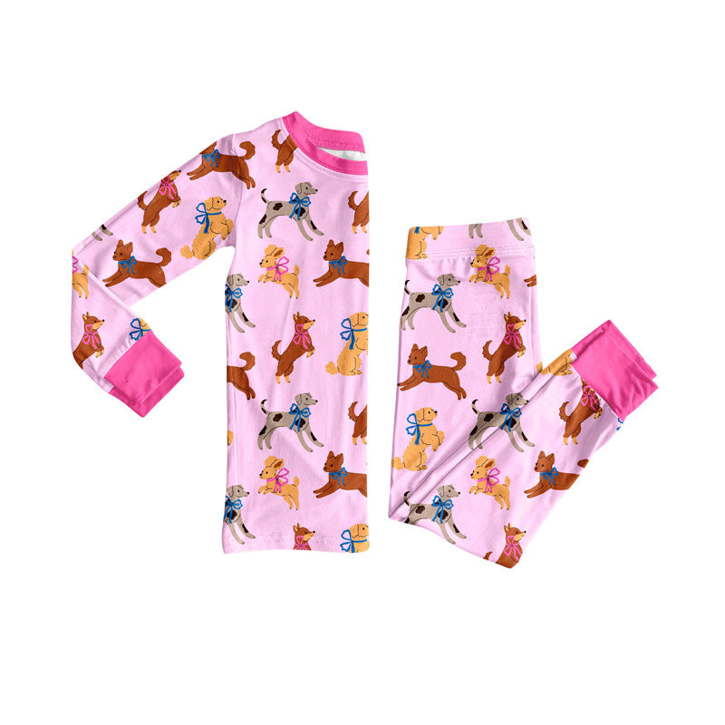 Cute dog kids long sleeve pajama set wholesal factory price