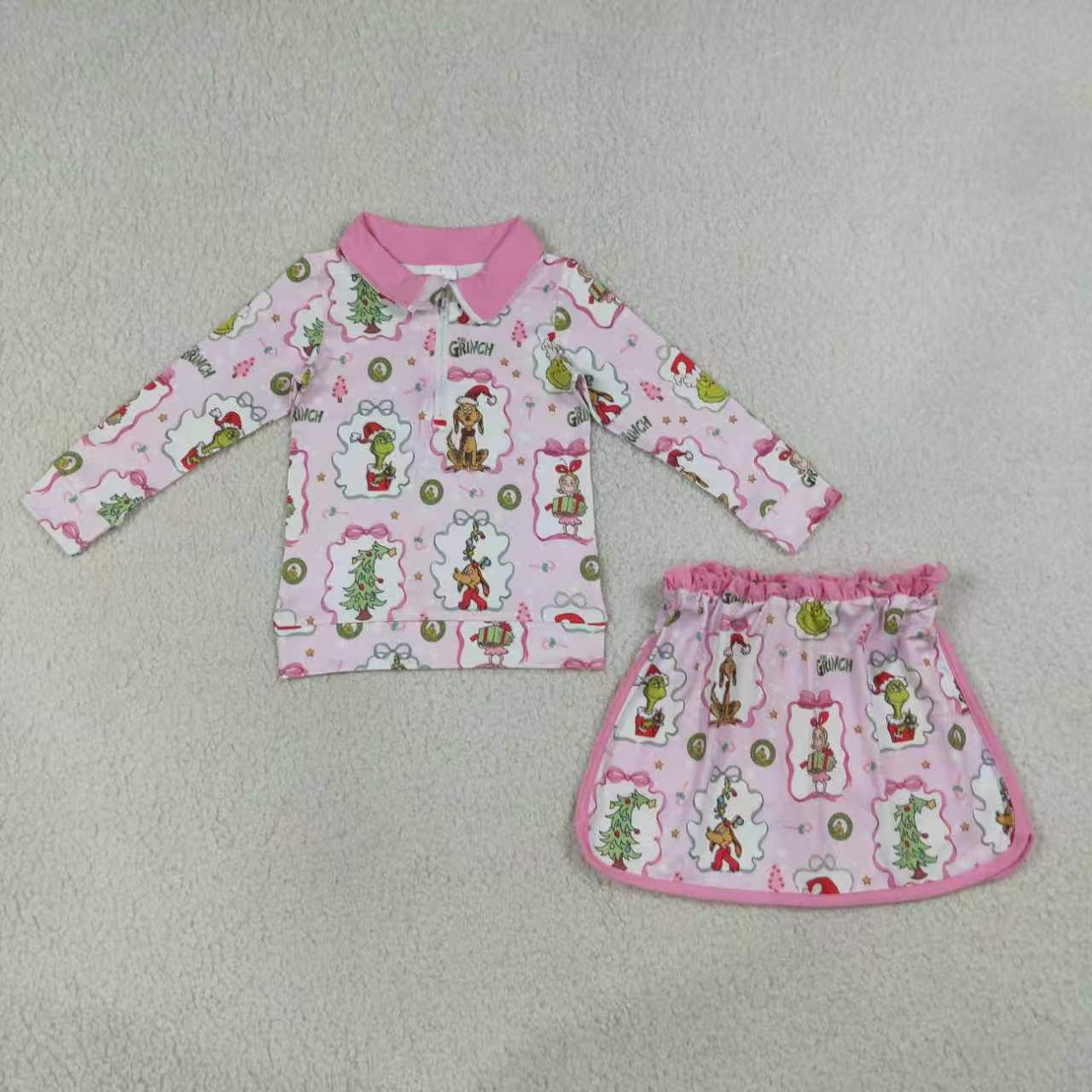 Christmas gingerbread pullover matching skort  girls long sleeve outfit