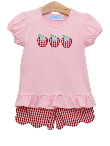 Toddle baby girls back to school apple design outfit