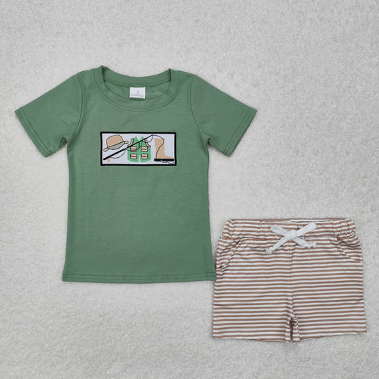Embroidery Outdoor fishing baby boy summer outfit