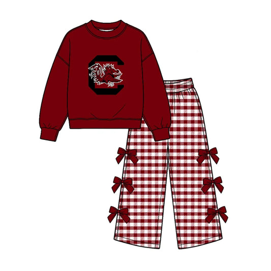 Baby girl custom team cheer design long sleeve top pants set