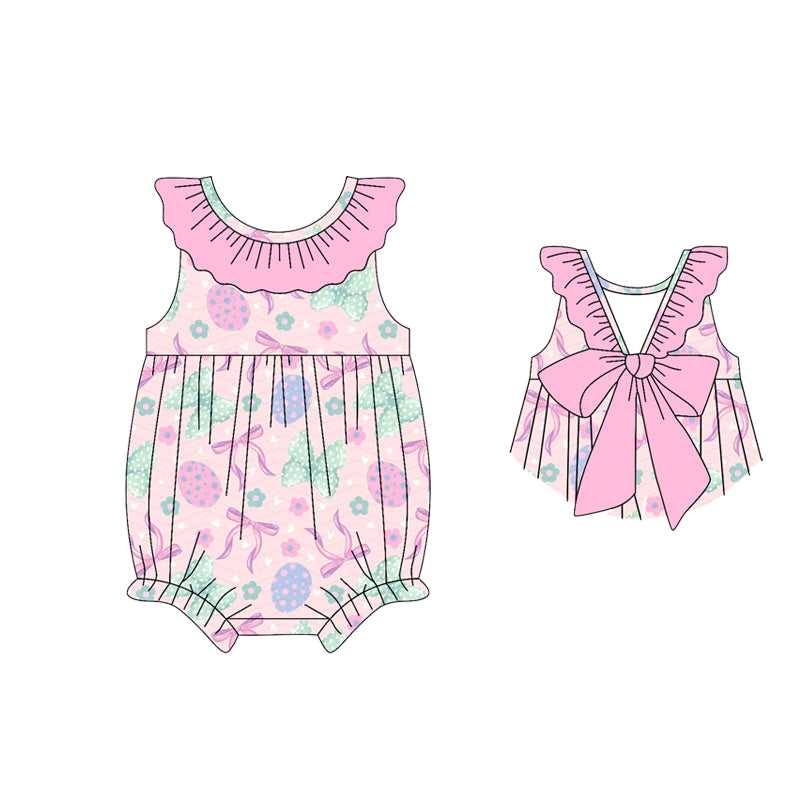 Easter egg bows design toddle girls summer romper