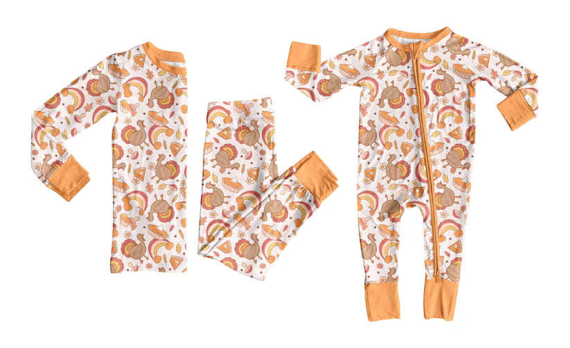 Toddle kids Thanksgiving turkey design matching outfit